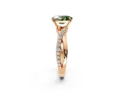 Crossover Engagement Ring Setting for Fancy Green Oval Center with Pave and Plain Strands and Prong Head in Rose Gold