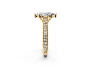 Solitaire Engagement Ring Setting for Marquise Center with Engraved Pave Band and Prong Head in Yellow Gold