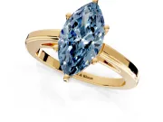 Solitaire Engagement Ring Setting for Fancy Blue Marquise Center with Flat-Sided Plain Band and Prong Head in Yellow Gold