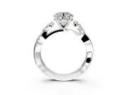 Floral Engagement Ring Setting for Round Cut Center with Trailing Marquise Accents and Prong Head in Sterling Silver