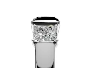 3 Stone Engagement Ring Setting for Fancy Black Princess Cut Center with Raised Basket Heads and Prong Head in White Gold