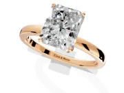 Solitaire Engagement Ring Setting for Radiant Cut Center with Thin Rounded Plain Band and Prong Head in Rose Gold