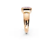 Solitaire Engagement Ring Setting for Fancy Pink Radiant Cut Center with Wide Band and Bezel Head in Rose Gold