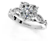 Solitaire Engagement Ring Setting for Heart-Shaped Center with Marquise and Bezel Accents and Prong Head in Sterling Silver