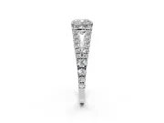 Solitaire Engagement Ring Setting for Cushion Cut Center with Pave Split Shank and Prong Head in Platinum