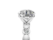 Solitaire Engagement Ring Setting for Round Cut Center with Beaded Bezel Station Band and Prong Head in Platinum