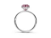 Solitaire Engagement Ring Setting for Fancy Pink Round Cut Center with Plain Band, Open Basket and Prong Head in White Gold