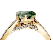 Solitaire Engagement Ring Setting for Fancy Green Heart-Shaped Center with Crossover Accents and Prong Head in Yellow Gold