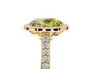 Halo Engagement Ring Setting for Fancy Yellow Oval Center with Pave Accents, Heart Basket and Prong Head in Yellow Gold