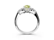 3 Stone Engagement Ring Setting for Fancy Yellow Pear-Shaped Center with Large Pear-Shaped Accents and Prong Head in Platinum