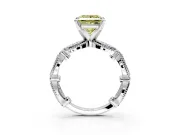 Solitaire Engagement Ring Setting for Fancy Yellow Princess Cut Center with Marquise Panel Band and Prong Head in Platinum