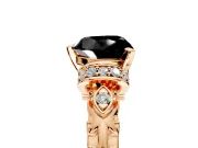 Solitaire Engagement Ring Setting for Fancy Black Heart-Shaped Center with Filigree Band and Prong Head in Rose Gold