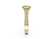 Solitaire Engagement Ring Setting for Fancy Yellow Asscher Cut Center with Channel Band and Double Claw Prong Head in Yellow Gold