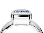Solitaire Engagement Ring Setting for Fancy Blue Princess Cut Center with Wide Band and Bezel Head in Platinum