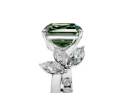 Floral Engagement Ring Setting for Fancy Green Asscher Cut Center with Trailing Marquise Accents and Prong Head in Sterling Silver