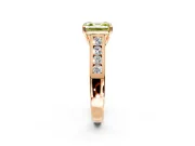 Solitaire Engagement Ring Setting for Fancy Yellow Asscher Cut Center with Round Cut Channel Band and Prong Head in Rose Gold