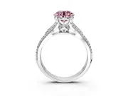 Solitaire Engagement Ring Setting for Fancy Pink Round Cut Center with Pave Rail Split Shank and Prong Head in Sterling Silver