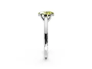 Solitaire Engagement Ring Setting for Fancy Yellow Oval Center with Flat-Sided Plain Band and Prong Head in Sterling Silver