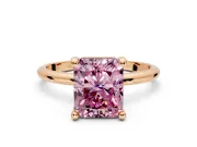 Minimalist Solitaire Engagement Ring Setting for Fancy Pink Radiant Cut Center with Thin Band and Prong Head in Rose Gold
