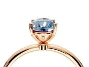 Solitaire Engagement Ring Setting for Fancy Blue Pear-Shaped Center with Straight Thin Band and Prong Head in Rose Gold