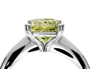 Solitaire Engagement Ring Setting for Fancy Yellow Princess Cut Center with Reverse Tapered Band and Prong Head in Sterling Silver
