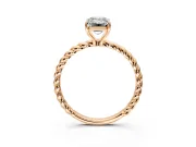 Solitaire Engagement Ring Setting for Emerald Cut Center with Plain Twisted Rope Band and Prong Head in Rose Gold
