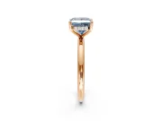 Hidden Halo Engagement Ring Setting for Fancy Blue Princess Cut Center with Thin Round-Wire Band and Prong Head in Rose Gold