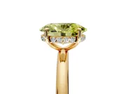 Hidden Halo Engagement Ring Setting for Fancy Yellow Oval Center with Thin Rounded Band and Prong Head in Yellow Gold