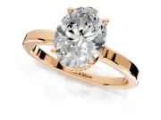 Hidden Halo Engagement Ring Setting for Oval Center with Wide Flat Plain Band and Prong Head in Rose Gold