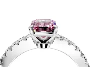 Solitaire Engagement Ring Setting for Fancy Pink Emerald Cut Center with Single Row Accent Band and Prong Head in White Gold