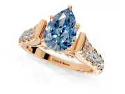 Solitaire Engagement Ring Setting for Fancy Blue Pear-Shaped Center with Pave Cathedral Shoulders and Prong Head in Rose Gold