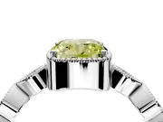 Vintage Station Engagement Ring Setting for Fancy Yellow Cushion Cut Center with Accents and Prong Head in Sterling Silver