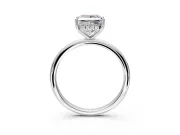 Hidden Halo Engagement Ring Setting for Princess Cut Center with Thin Round-Wire Band and Prong Head in White Gold