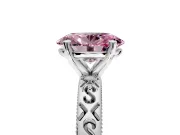 Solitaire Engagement Ring Setting for Fancy Pink Oval Center with Scrollwork Band and Prong Head in Platinum