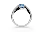 Tension Engagement Ring Setting for Fancy Blue Cushion Cut Center with Wide Tapered Band and Tension Head in Platinum
