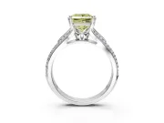 Solitaire Engagement Ring Setting for Fancy Yellow Princess Cut Center with Pave Rail Split Shank and Prong Head in Sterling Silver