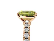 Solitaire Engagement Ring Setting for Fancy Yellow Emerald Cut Center with Single Row Accent Band and Prong Head in Rose Gold