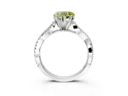 Solitaire Engagement Ring Setting for Fancy Yellow Heart-Shaped Center with Twisted Pave Split Shank and Prong Head in White Gold