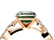 Floral Engagement Ring Setting for Fancy Green Asscher Cut Center with Trailing Marquise Accents and Prong Head in Rose Gold