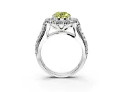 Large Accent Halo Engagement Ring Setting for Fancy Yellow Round Cut Center with Pave Split Shank and Prong Head in Sterling Silver