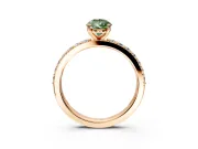 Solitaire Engagement Ring Setting for Fancy Green Pear-Shaped Center with Round Cut Pave Band and Prong Head in Rose Gold