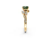 Solitaire Engagement Ring Setting for Fancy Green Cushion Cut Center with Marquise Accent Twist Band and Prong Head in Yellow Gold