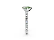Solitaire Engagement Ring Setting for Fancy Green Pear-Shaped Center with Fine Pave Band and Claw Prong Head in Sterling Silver