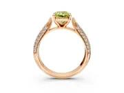 Solitaire Engagement Ring Setting for Fancy Yellow Radiant Cut Center with Multi-Row Accents and Prong Head in Rose Gold