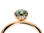 Hidden Halo Engagement Ring Setting for Fancy Green Pear-Shaped Center with Thin Round-Wire Band and Prong Head in Rose Gold
