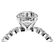 Solitaire Engagement Ring Setting for Round Cut Center with Alternating Size Accents and Prong Head in Sterling Silver