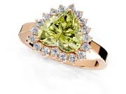 Starburst Halo Engagement Ring Setting for Fancy Yellow Heart-Shaped Center with Flat Cathedral Band and Prong Head in Rose Gold