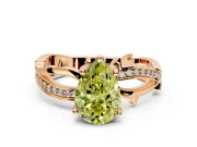 Solitaire Engagement Ring Setting for Fancy Yellow Pear-Shaped Center with Pave and Plain Crossover Band and Prong Head in Rose Gold