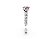Shared-Prong Engagement Ring Setting for Fancy Pink Round Cut Center with Graduated Accents and Prong Head in White Gold