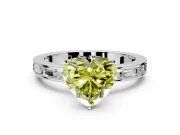 Solitaire Engagement Ring Setting for Fancy Yellow Heart-Shaped Center with Channel Baguette Band and Prong Head in Platinum